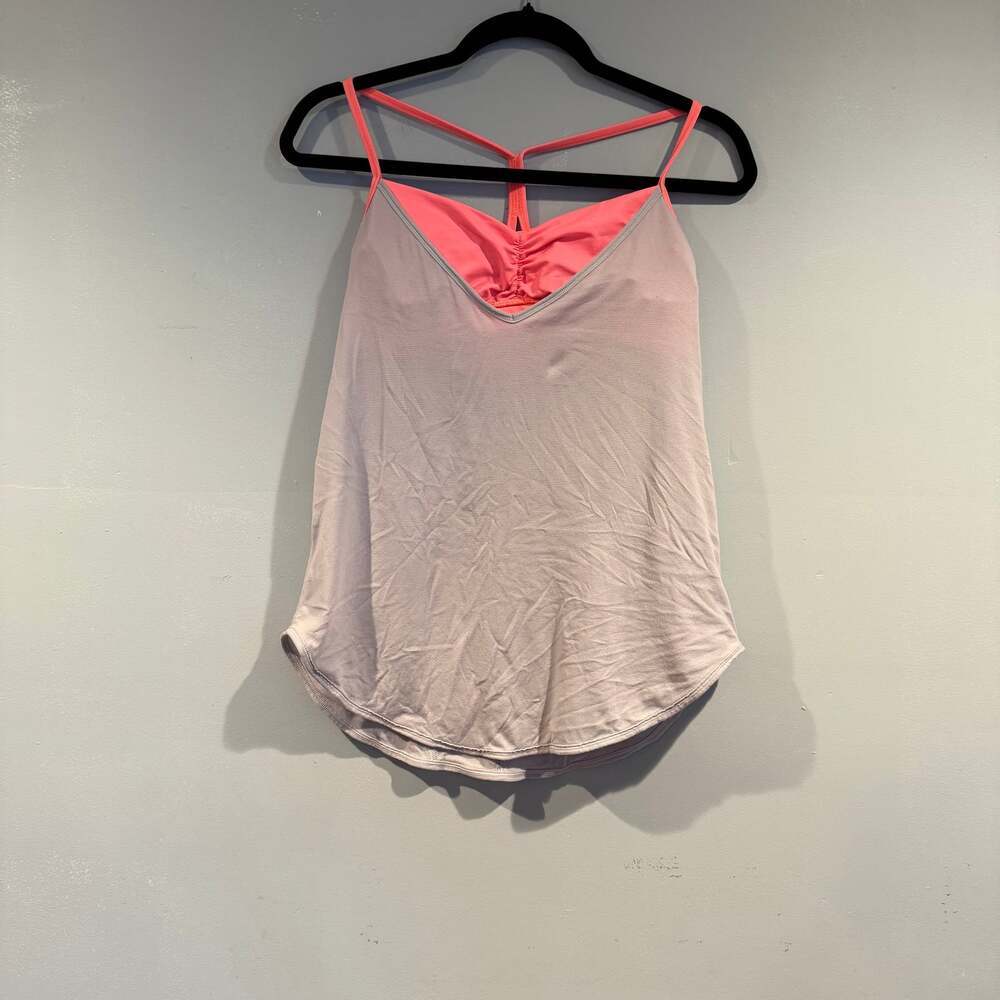 Lululemon Built-In Bra Tank Top – Grey & Neon Coral – Size 8